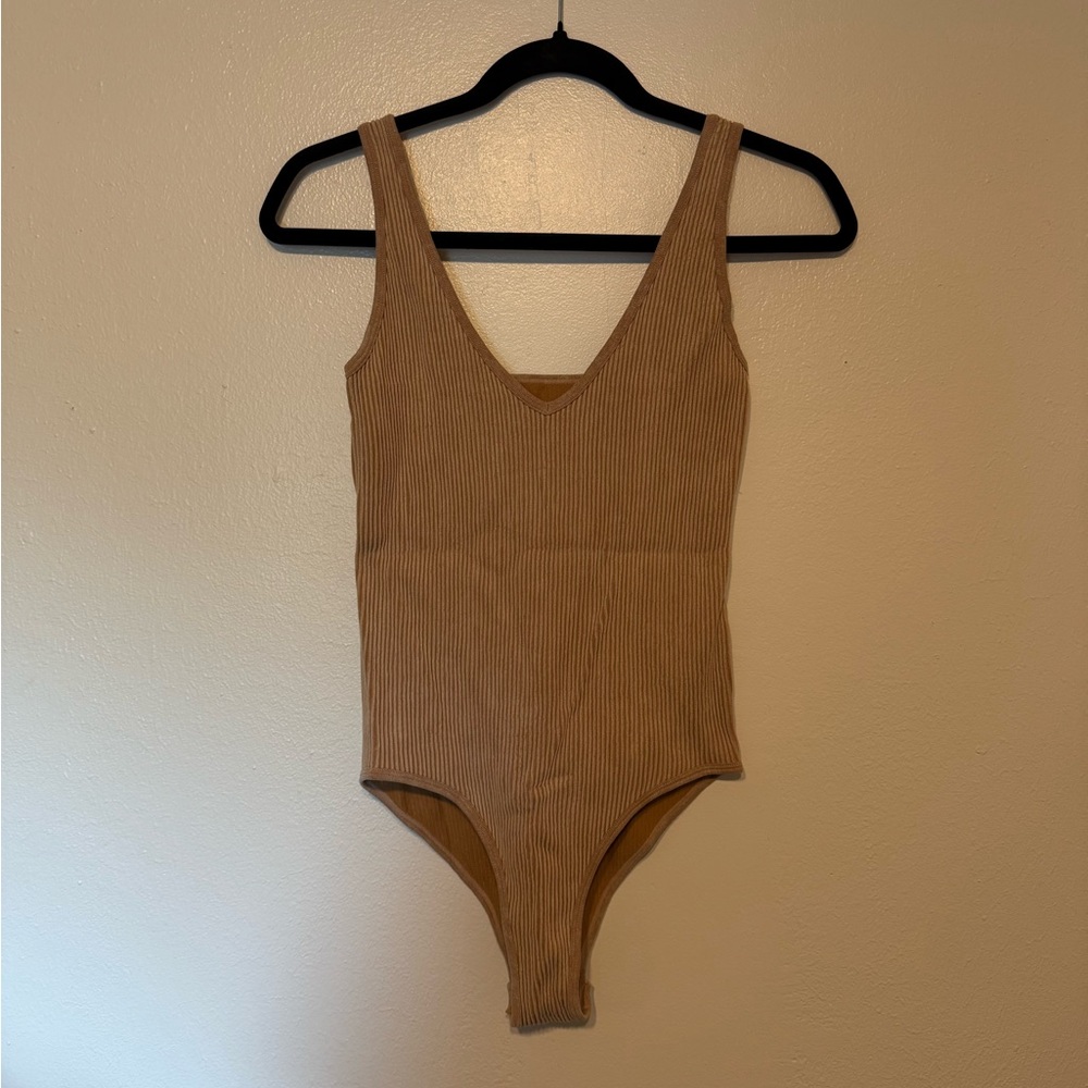 Aura Beige Ribbed Bodysuit (set of 2)